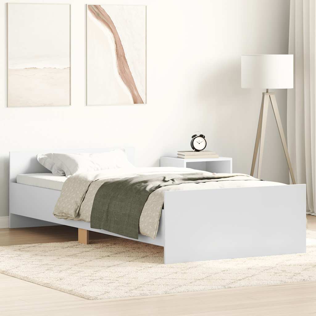 Sängram vit 90x200 cm konstruerat trä