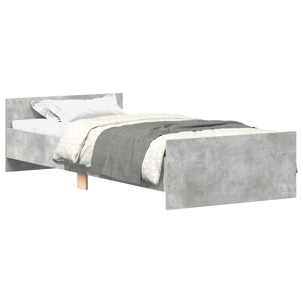 Sängram betonggrå 90x200 cm konstruerad trä