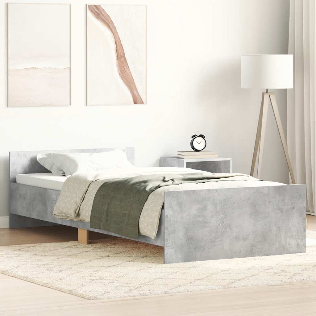 Sängram betonggrå 90x200 cm konstruerad trä