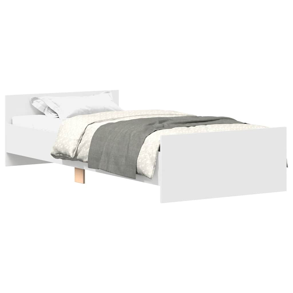 Sängram vit 90x190 cm konstruerat trä