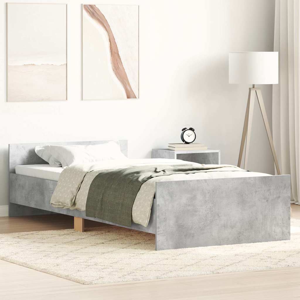 Sängram betonggrå 75x190 cm konstruerat trä