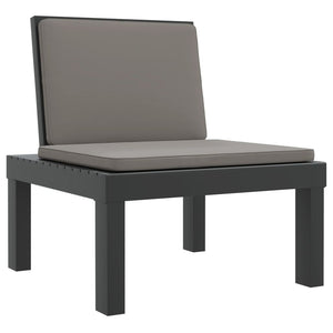 Loungegrupp för trädgården 3 delar m. dynor antracit PP