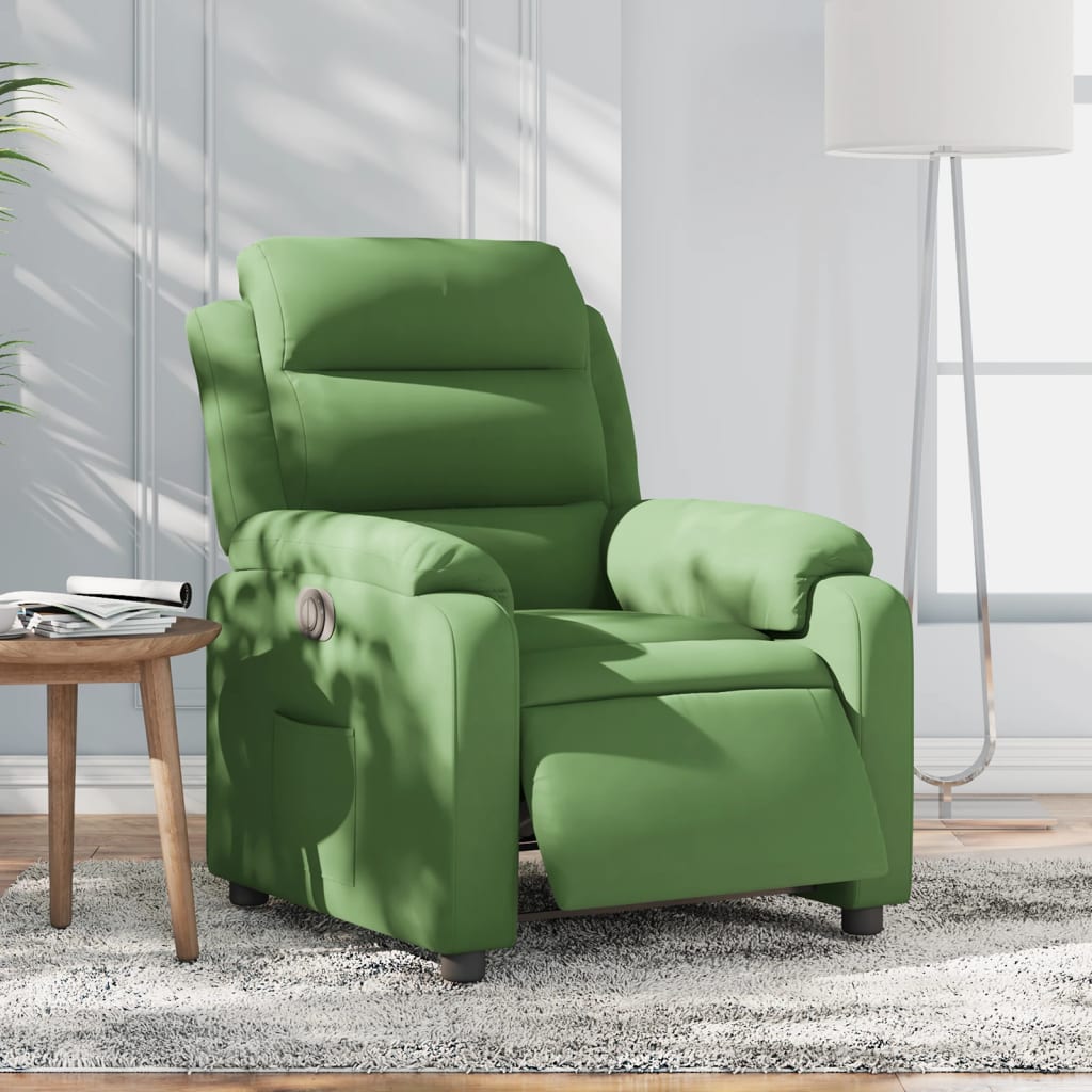 Elektrisk reclinerfåtölj ljusgrön sammet