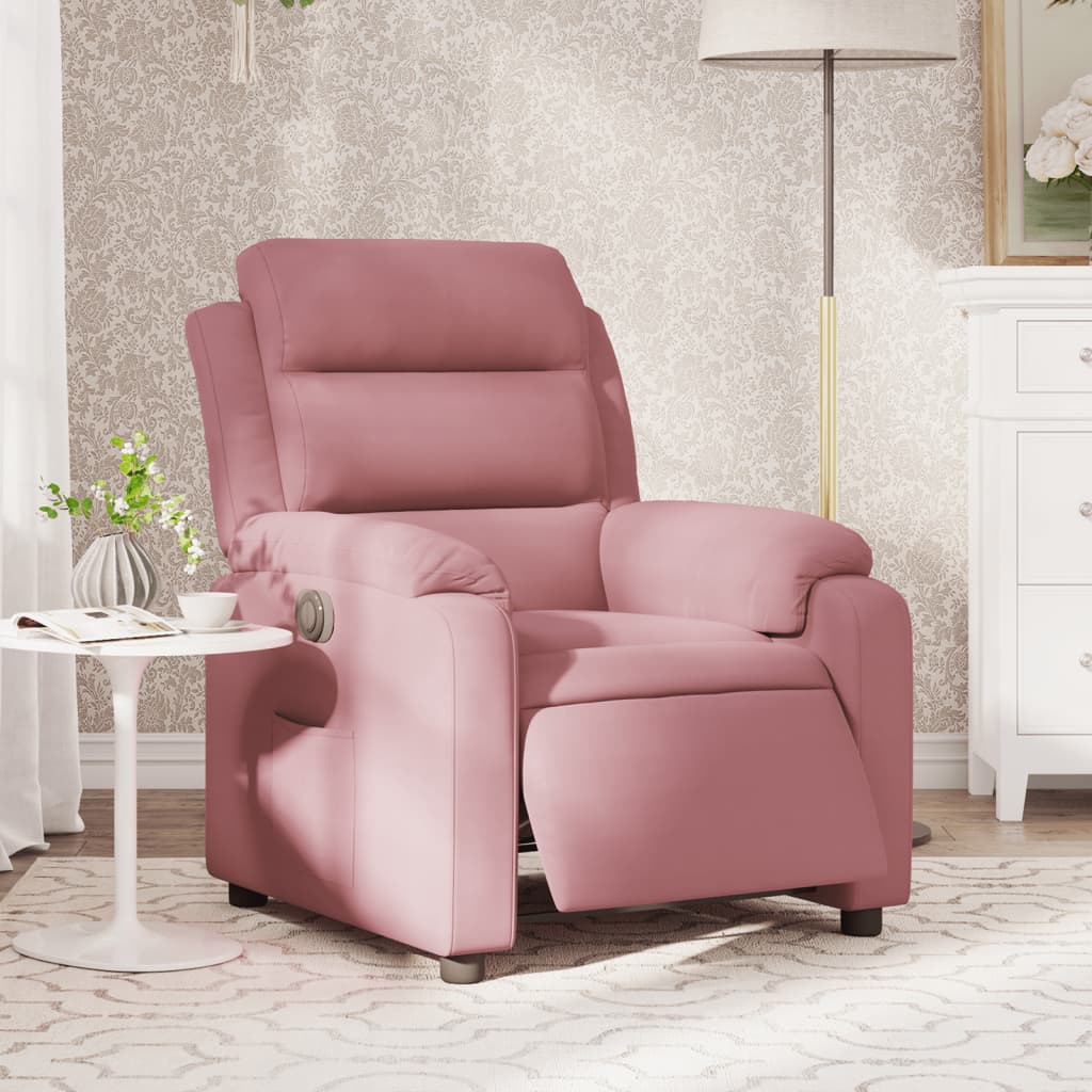 Elektrisk reclinerfåtölj rosa sammet