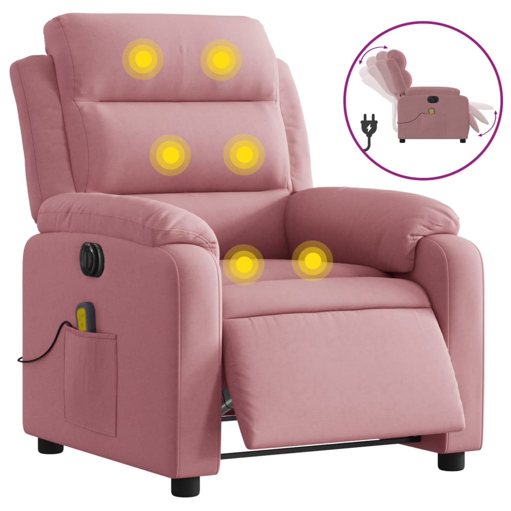 Elektrisk massagefåtölj rosa sammet