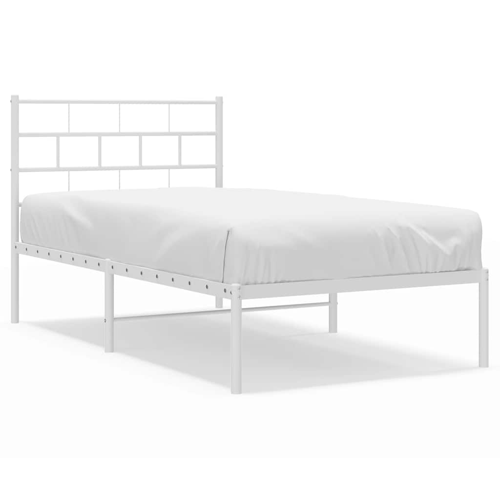 Sängram med huvudgavel metall vit 107x203 cm