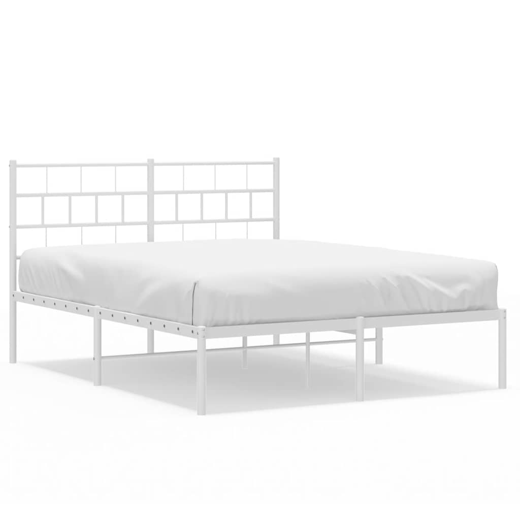 Sängram med huvudgavel metall vit 150x200 cm