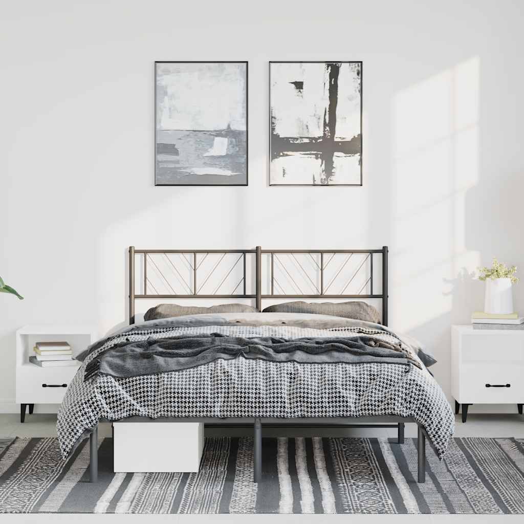 Sängram med huvudgavel metall svart 135x190 cm