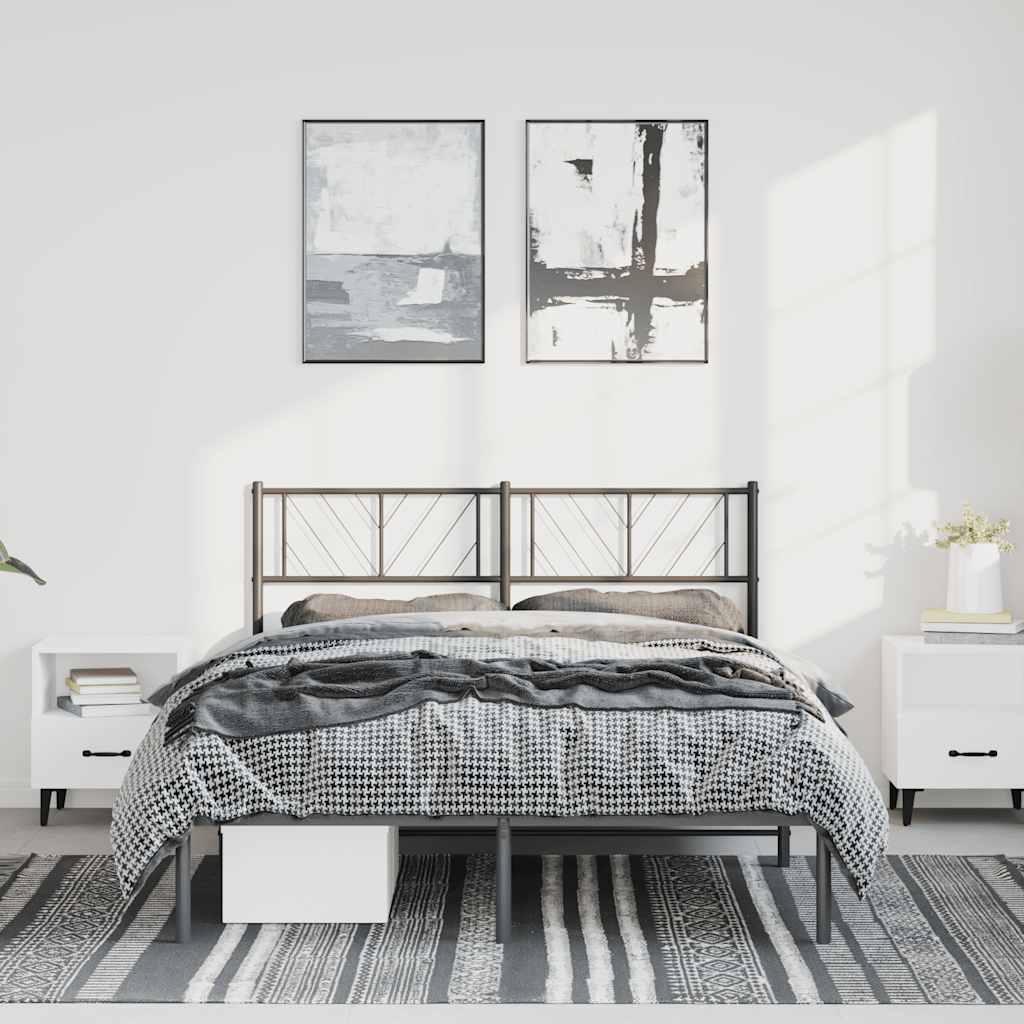Sängram med huvudgavel metall svart 150x200 cm