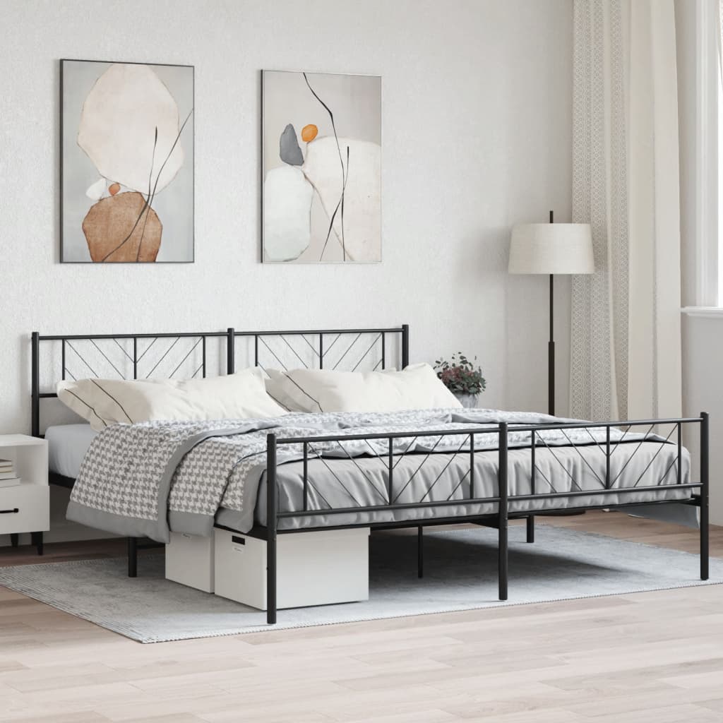 Sängram utan madrass med fotgavel metall svart 180x200 cm