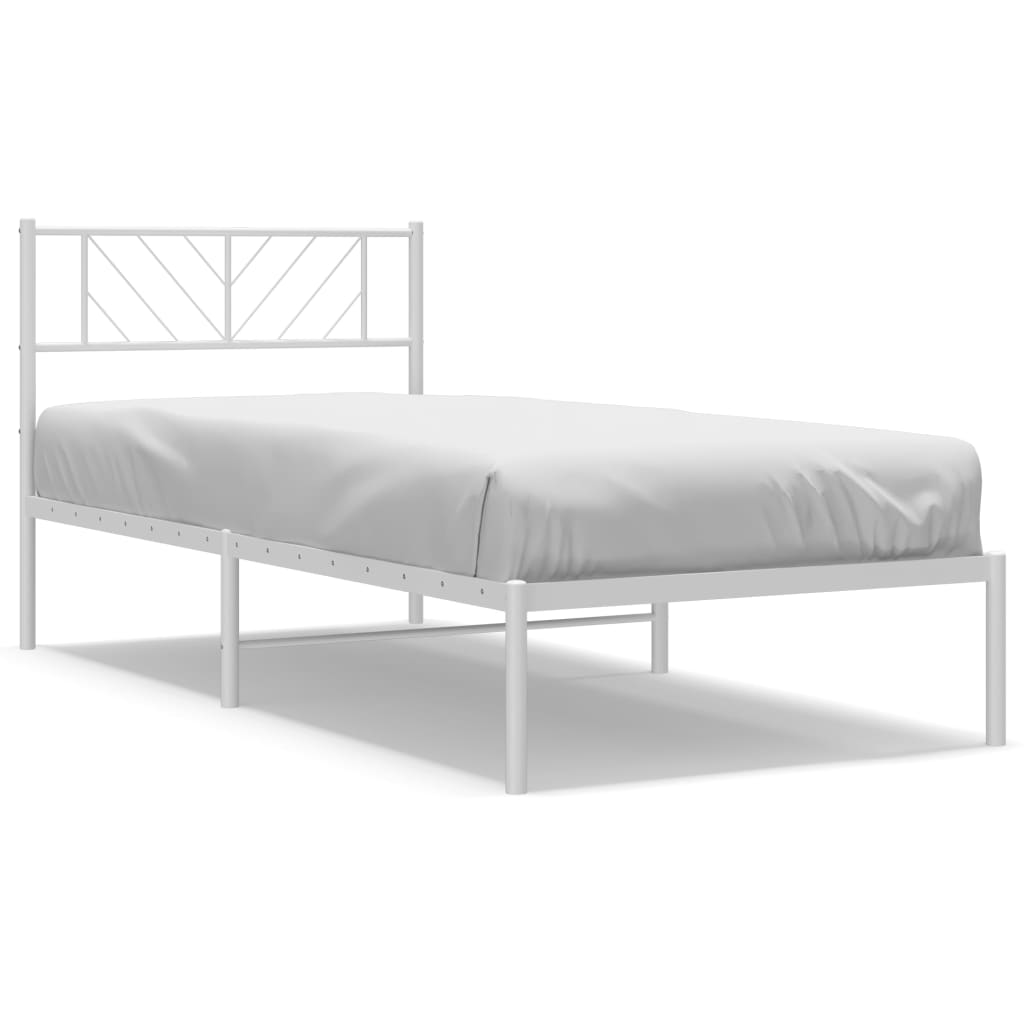 Sängram med huvudgavel metall vit 80x200 cm