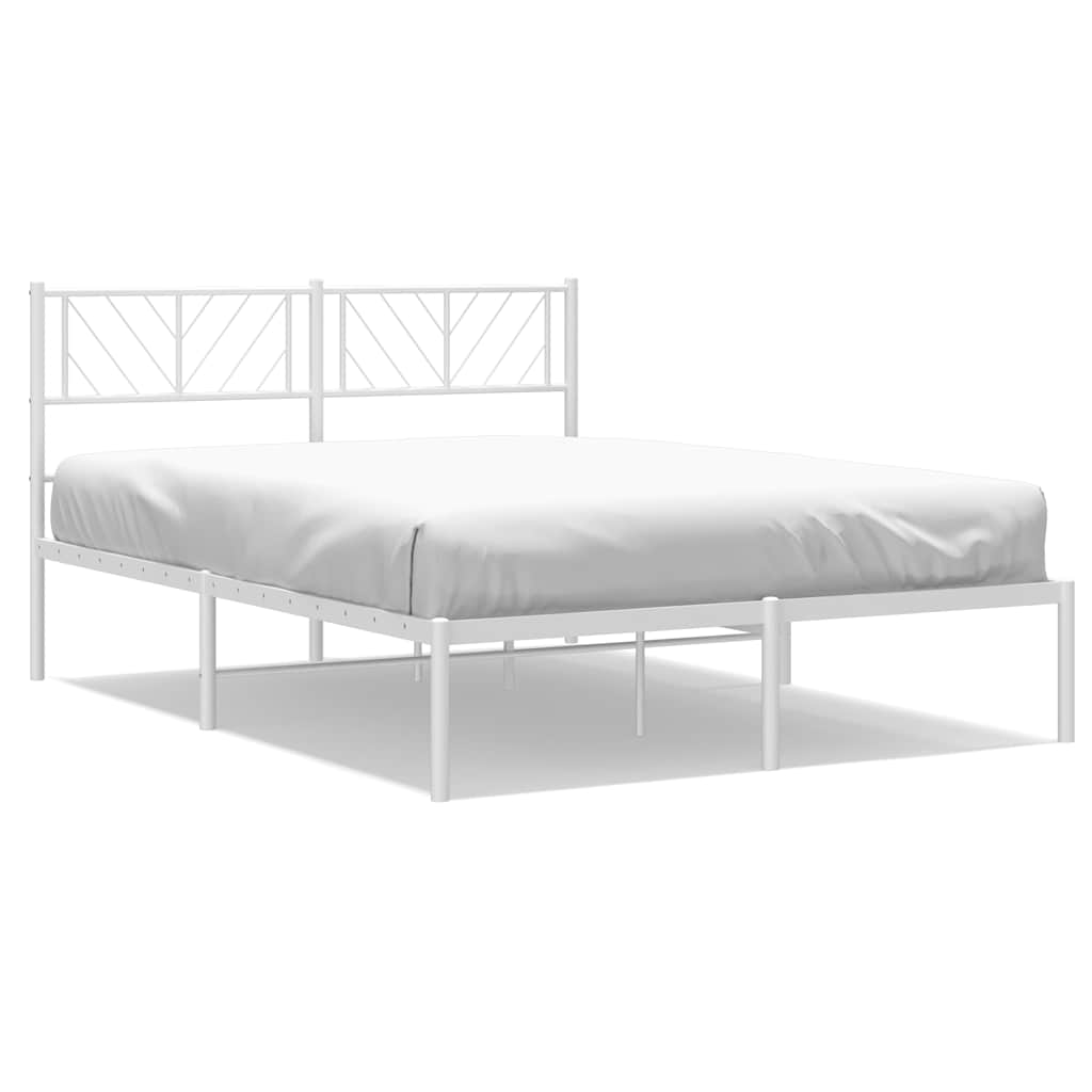 Sängram med huvudgavel metall vit 135x190 cm