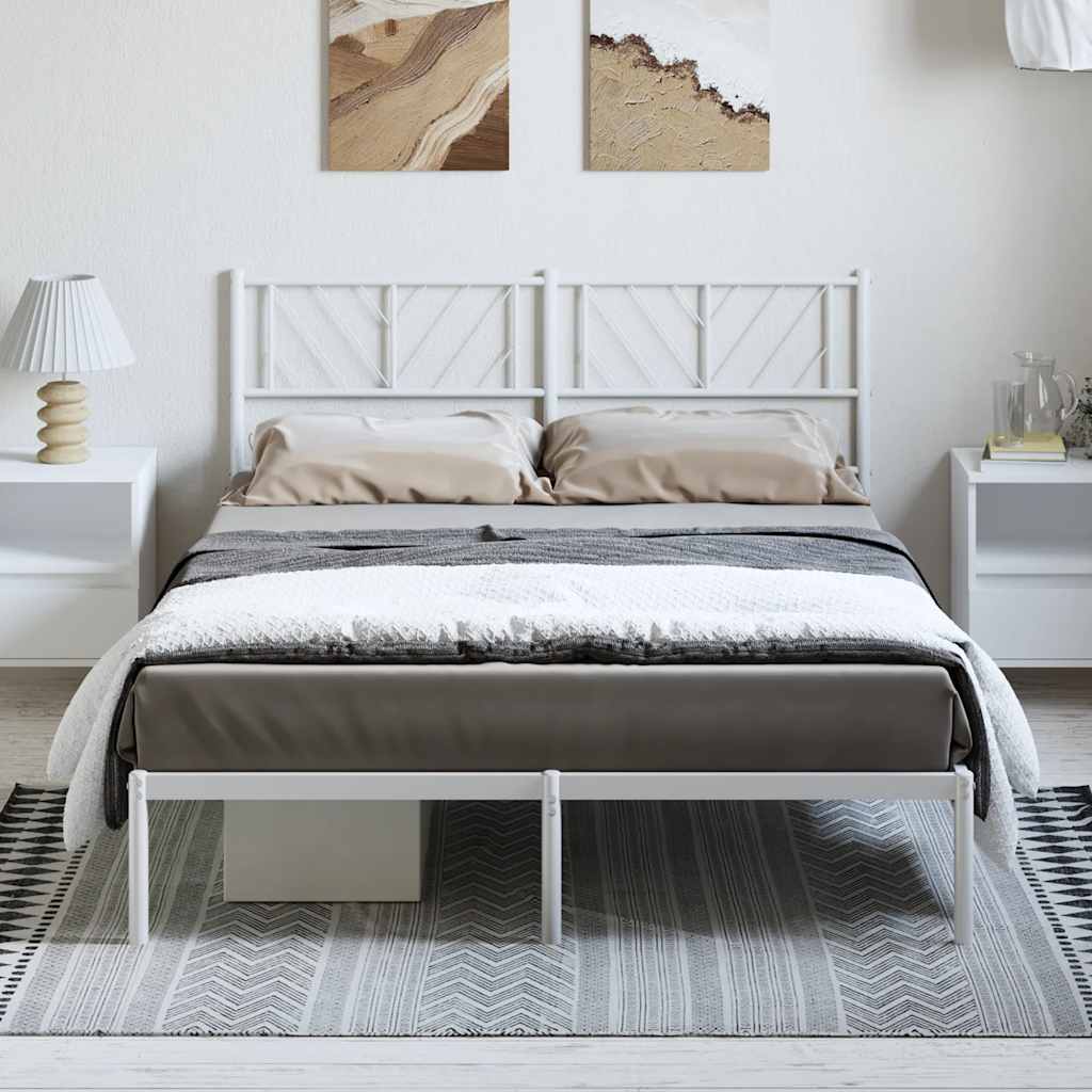 Sängram med huvudgavel metall vit 135x190 cm