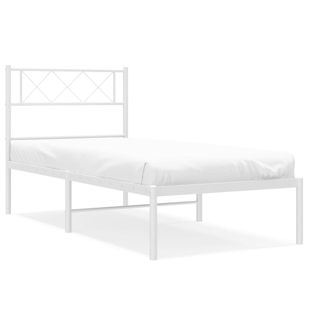 Sängram med huvudgavel metall vit 90x190 cm
