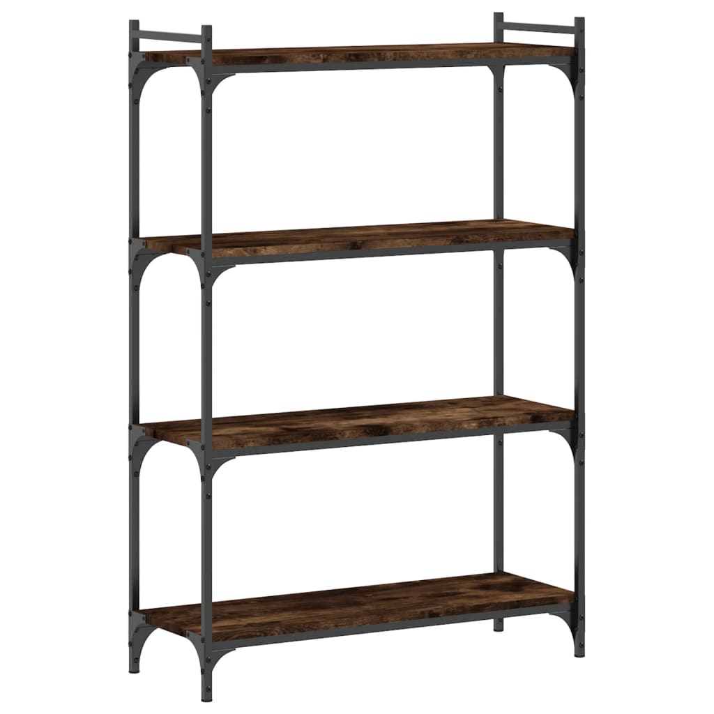 Bokhylla 4 hyllplan rökfärgad ek 80x30x120 cm konstruerat trä