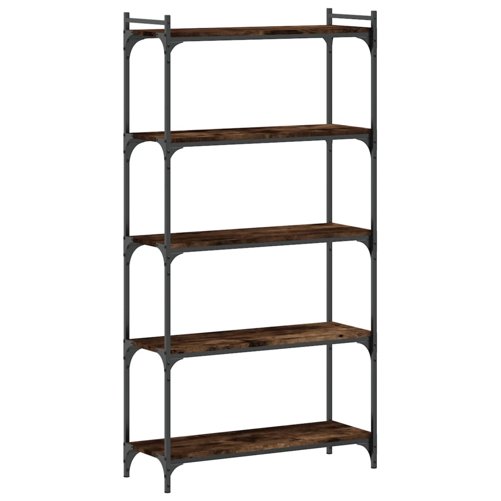 Bokhylla 5 hyllplan rökfärgad ek 80x30x154 cm konstruerat trä