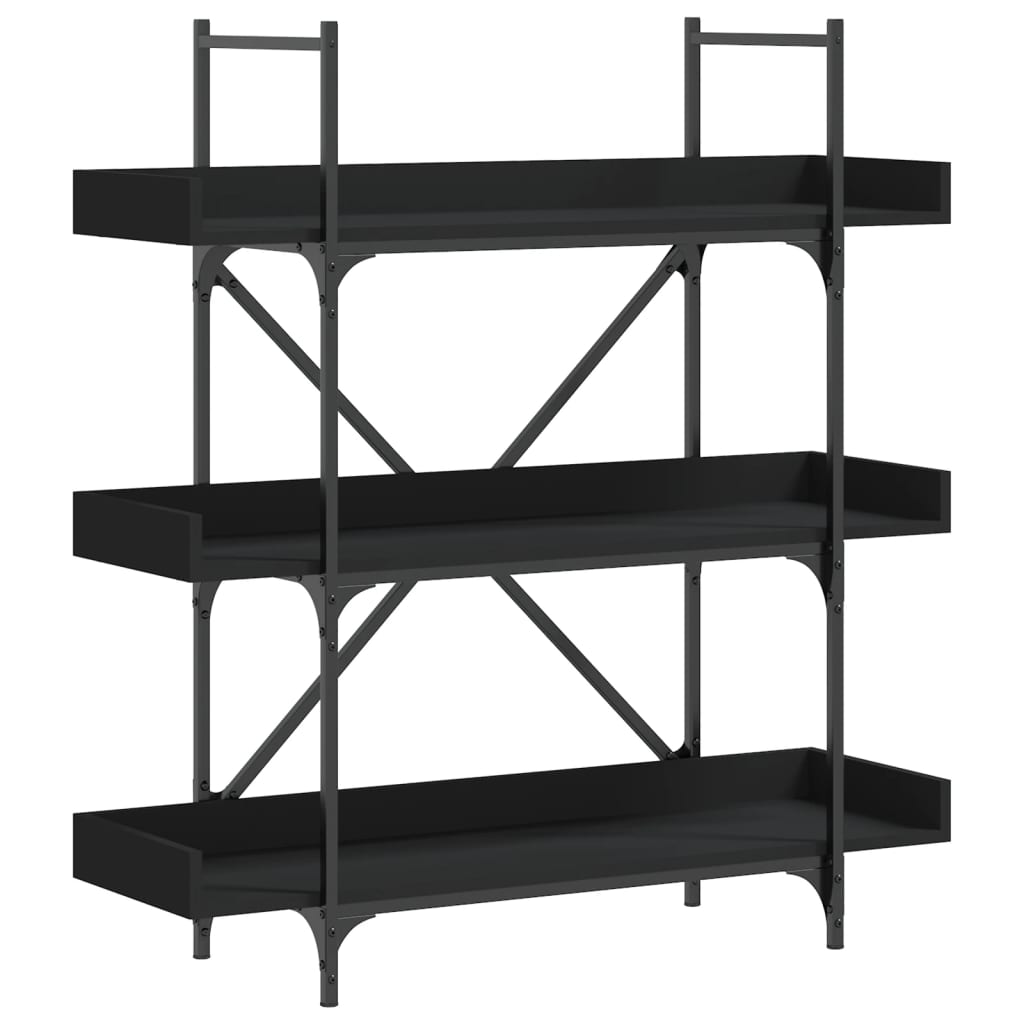 Bokhylla 3 hyllplan svart 100x33x108,5 cm konstruerat trä