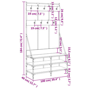 Klädställning med skoförvaring rökfärgad ek 100x40x184 cm - njoyroom