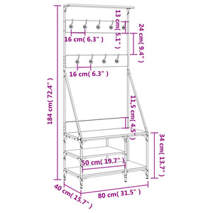 Klädställning med skoförvaring rökfärgad ek 80x40x184 cm - njoyroom