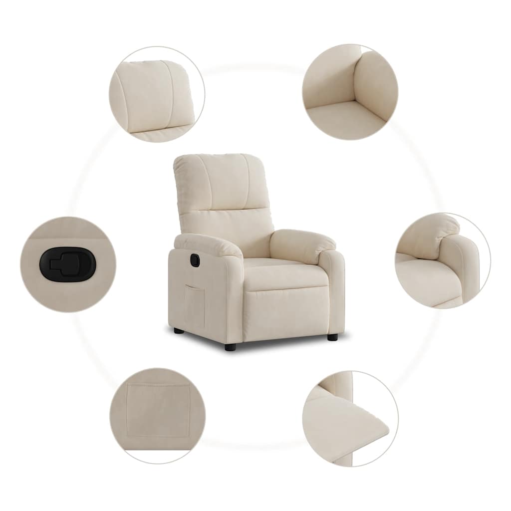 Reclinerfåtölj beige mikrofibertyg