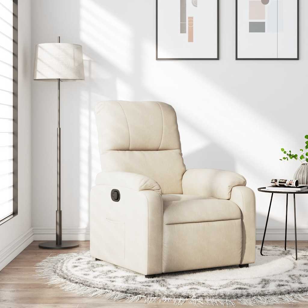 Reclinerfåtölj beige mikrofibertyg