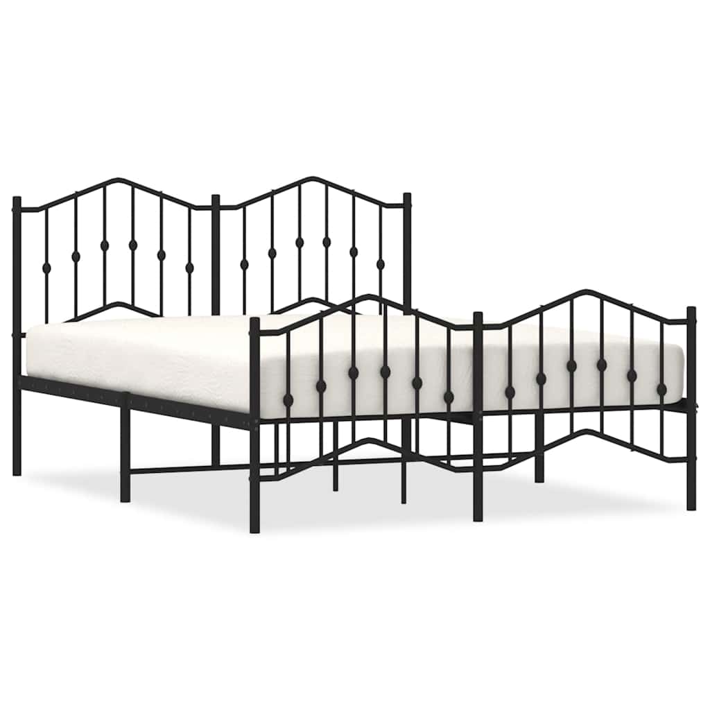 Sängram med huvudgavel och fotgavel svart metall 135x190 cm