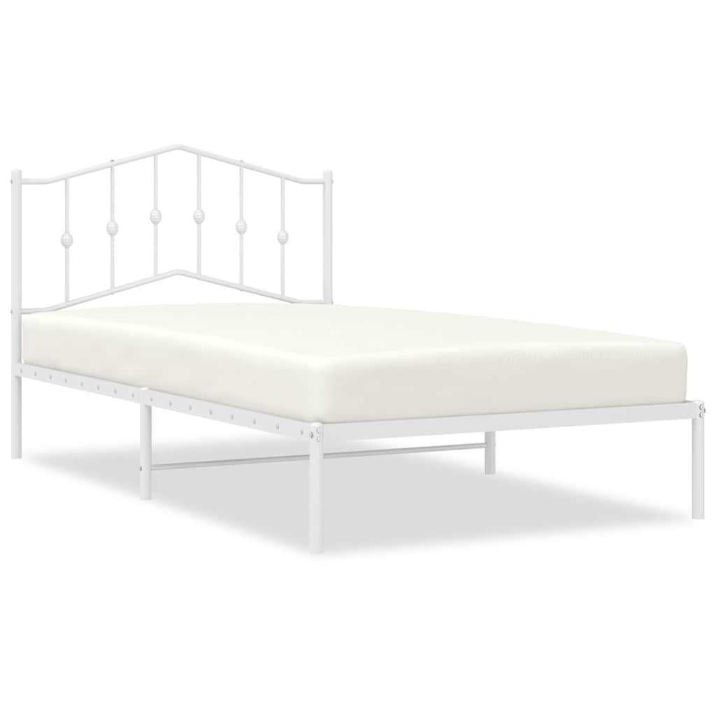 Sängram med huvudgavel metall vit 100x200 cm