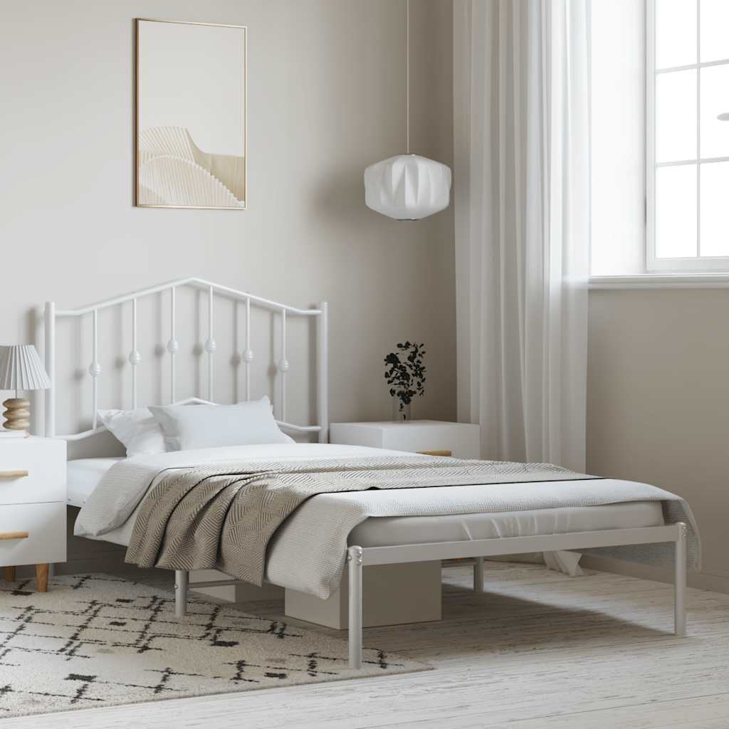 Sängram med huvudgavel metall vit 100x200 cm