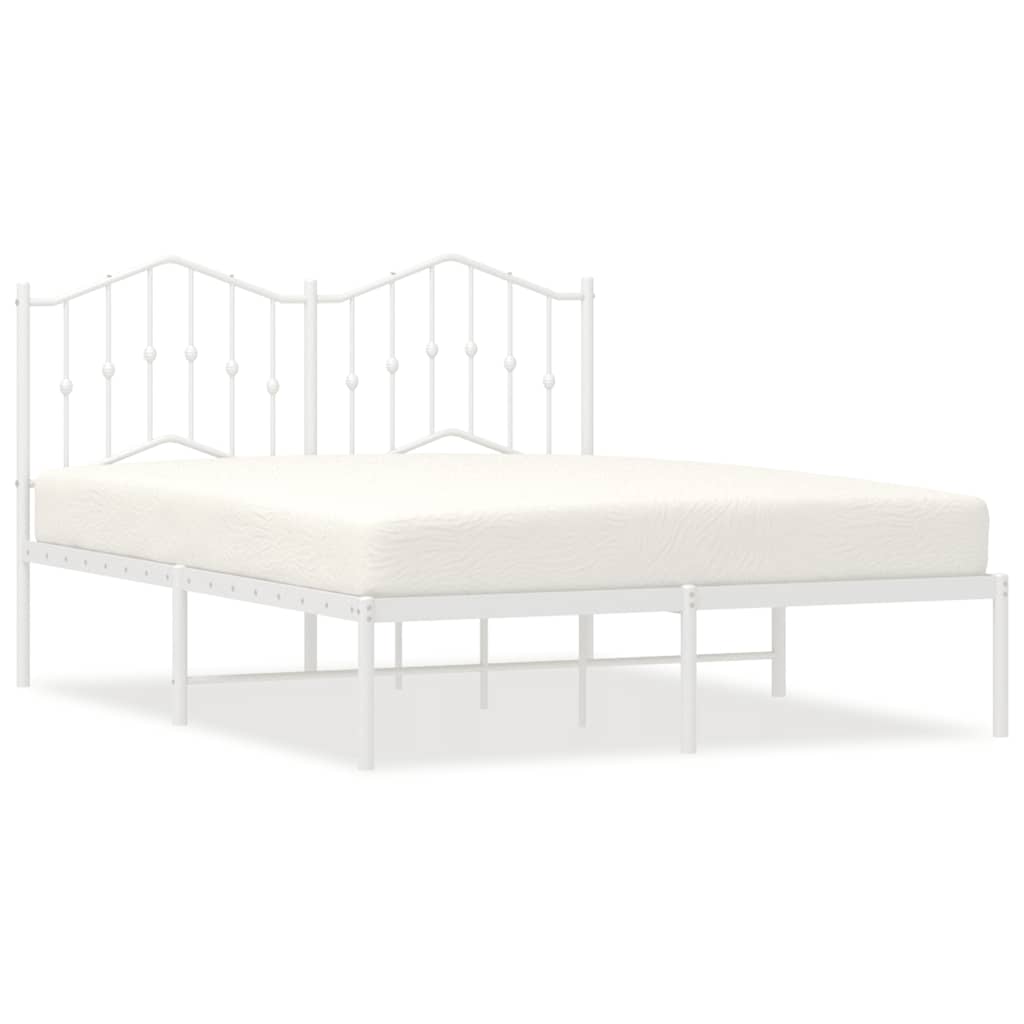 Sängram med huvudgavel metall vit 135x190 cm