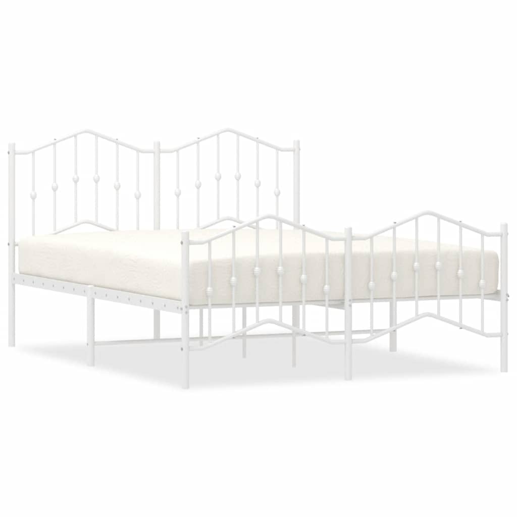 Sängram med huvudgavel och fotgavel vit metall 135x190 cm