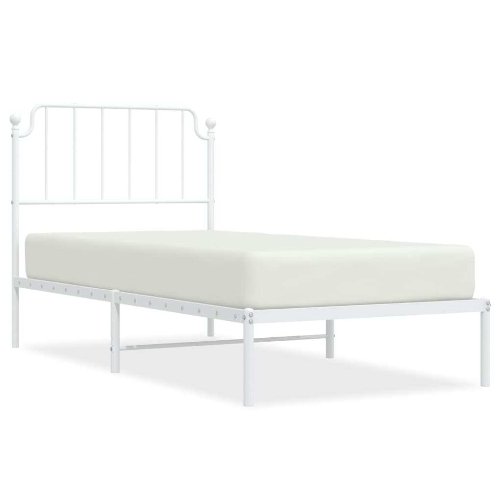 Sängram med huvudgavel metall vit 90x200 cm