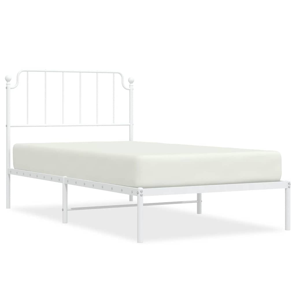 Sängram med huvudgavel metall vit 100x190 cm