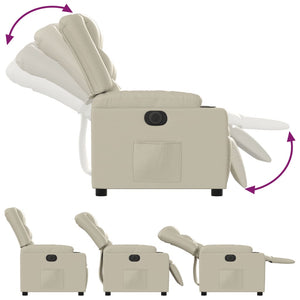 Elektrisk reclinerfåtölj gräddvit konstläder