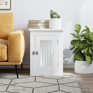 Hundbur/sidobord vit 45x62x59 cm konstruerat trä