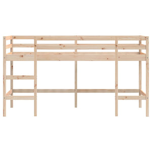 Loftsäng med stege 80x200 cm massiv furu