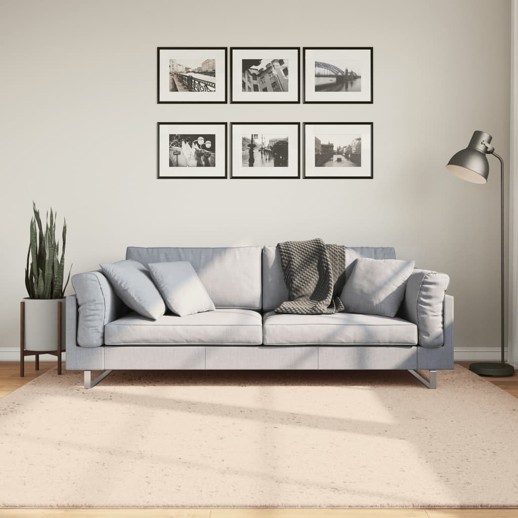 Mjuk matta HUARTE med kort lugg tvättbar beige 200x200 cm