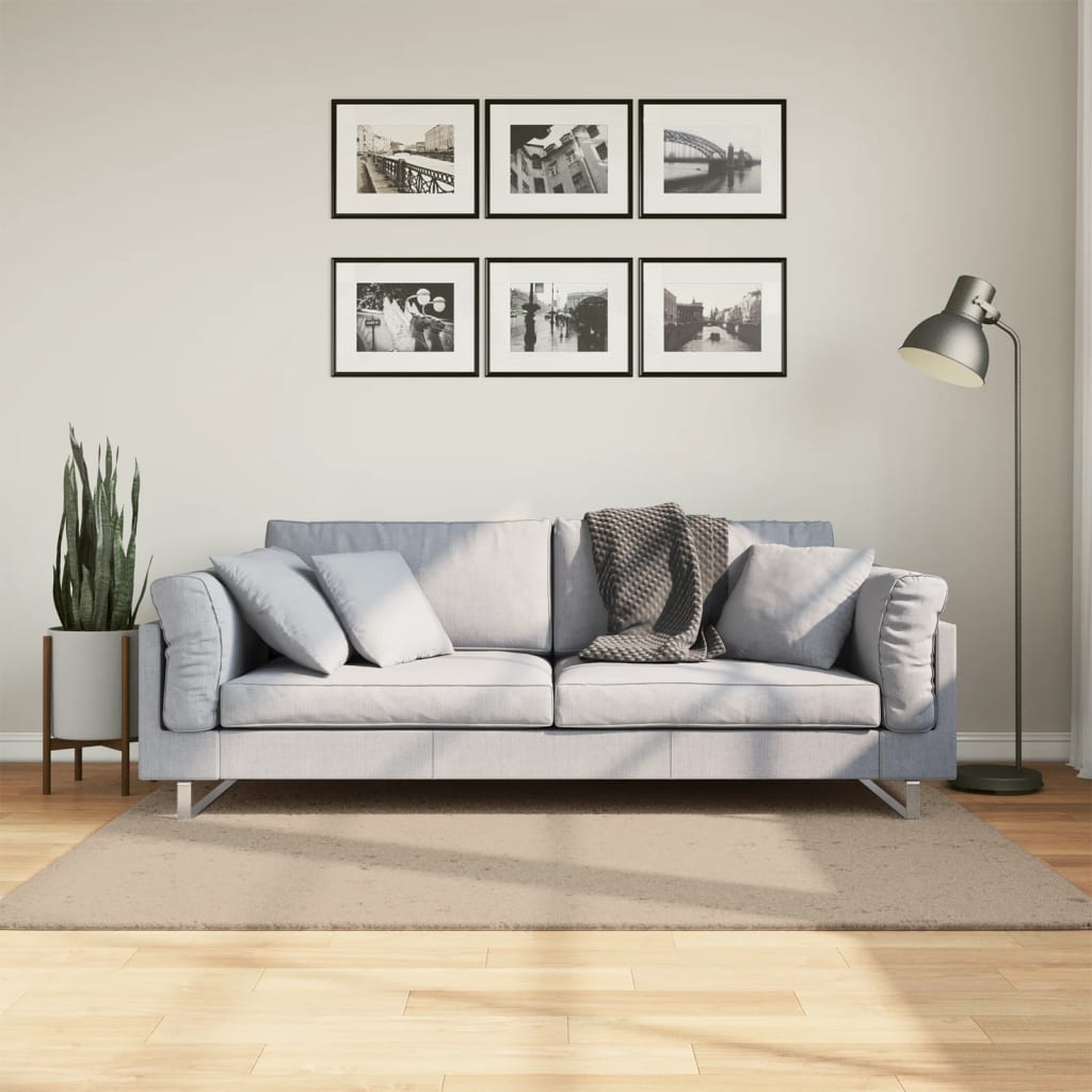 Mjuk matta HUARTE med kort lugg tvättbar sandbeige 120x170 cm