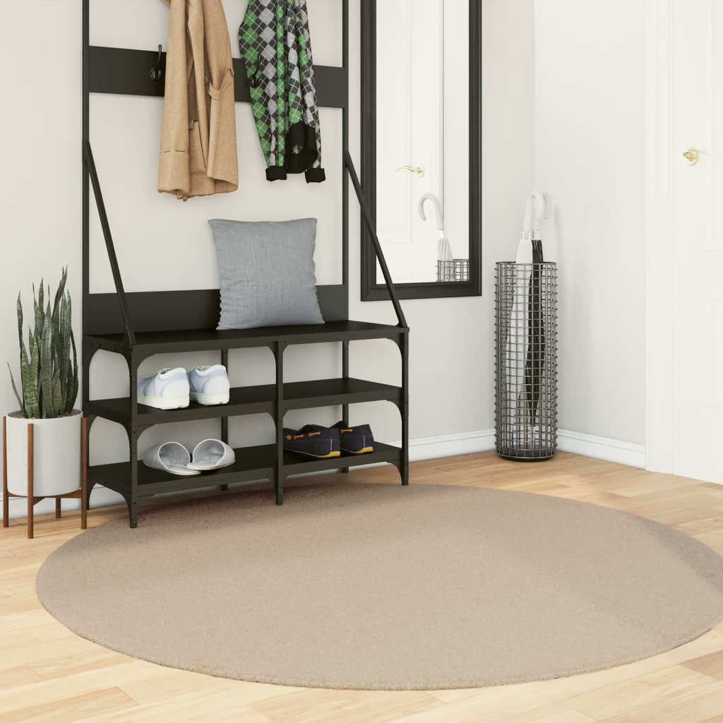 Mjuk matta HUARTE med kort lugg tvättbar sandbeige Ø 160 cm