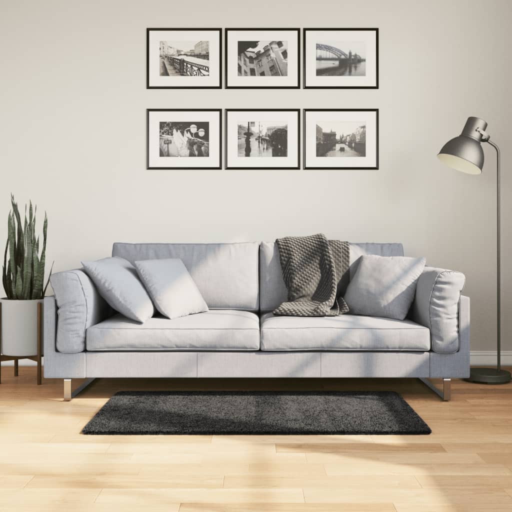 Ryamatta PAMPLONA lång lugg modern antracit 60x110 cm