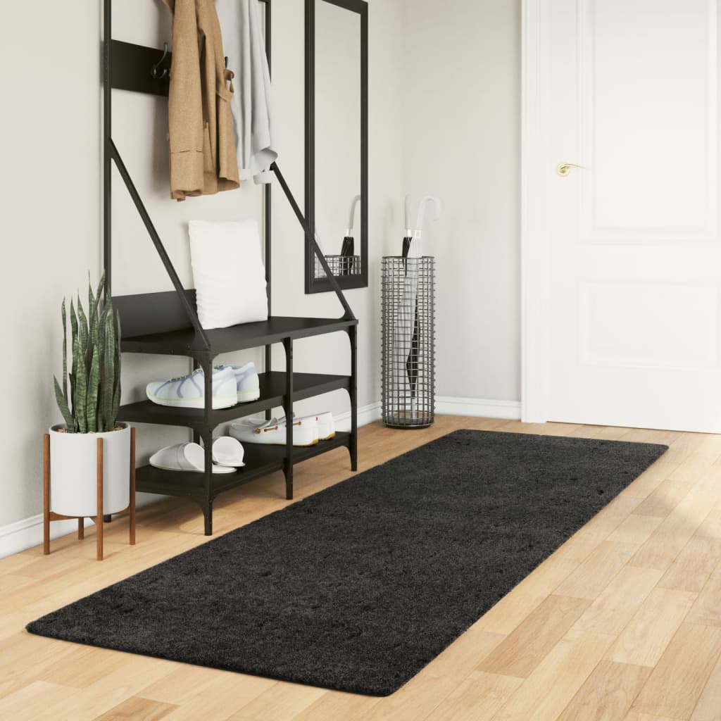 Ryamatta PAMPLONA lång lugg modern antracit 80x250 cm