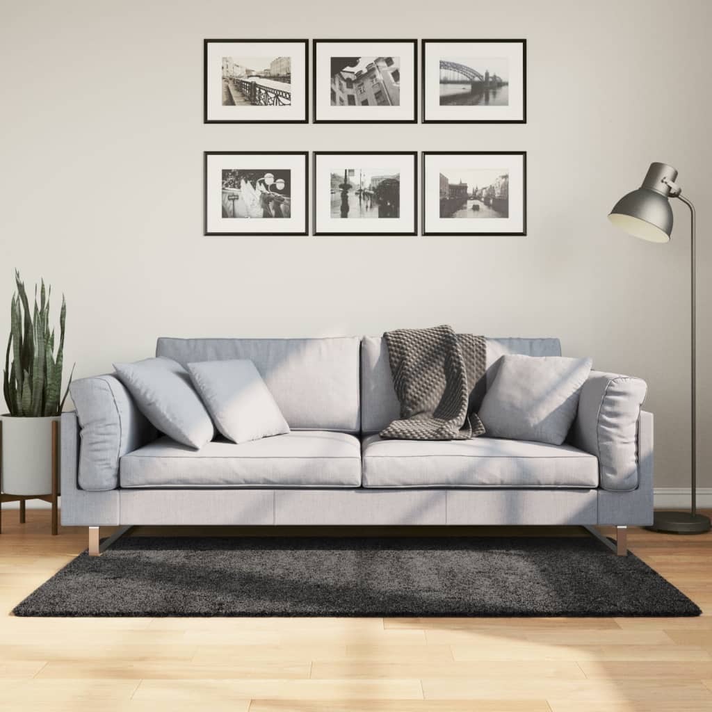 Ryamatta PAMPLONA lång lugg modern antracit 120x170 cm