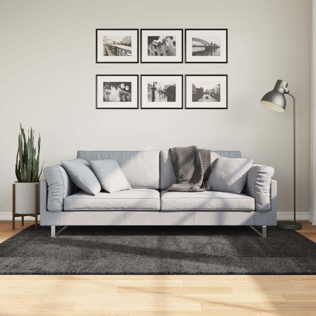 Ryamatta PAMPLONA lång lugg modern antracit 140x200 cm