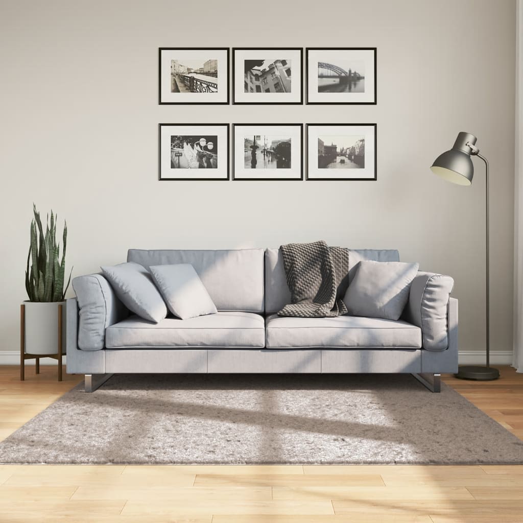 Ryamatta PAMPLONA lång lugg modern beige 160x160 cm