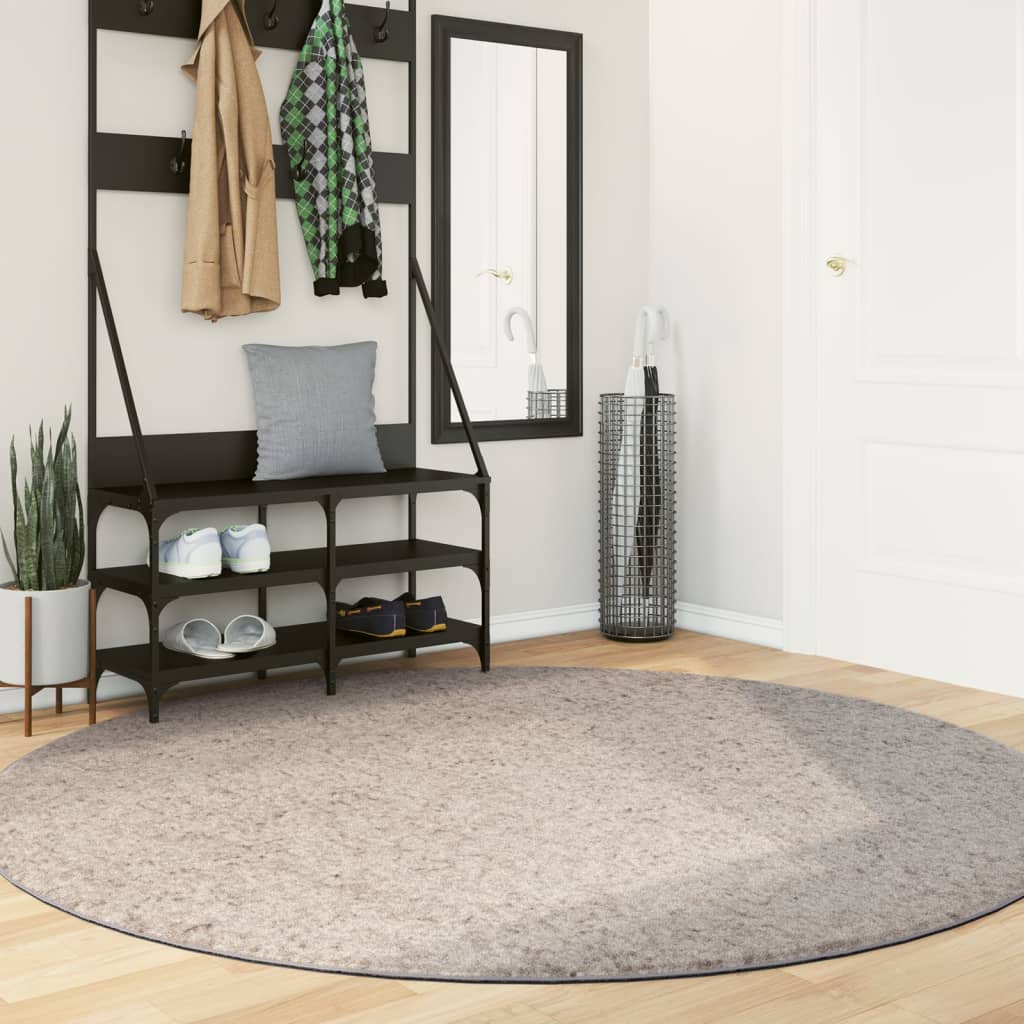 Matta långluggad modern beige Ø 200 cm