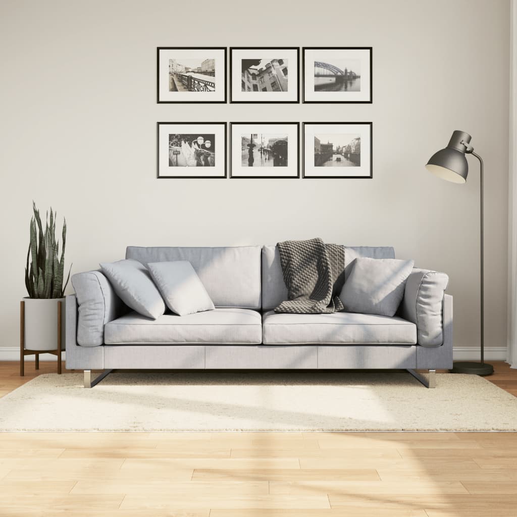 Ryamatta PAMPLONA lång lugg modern gräddvit 120x120 cm