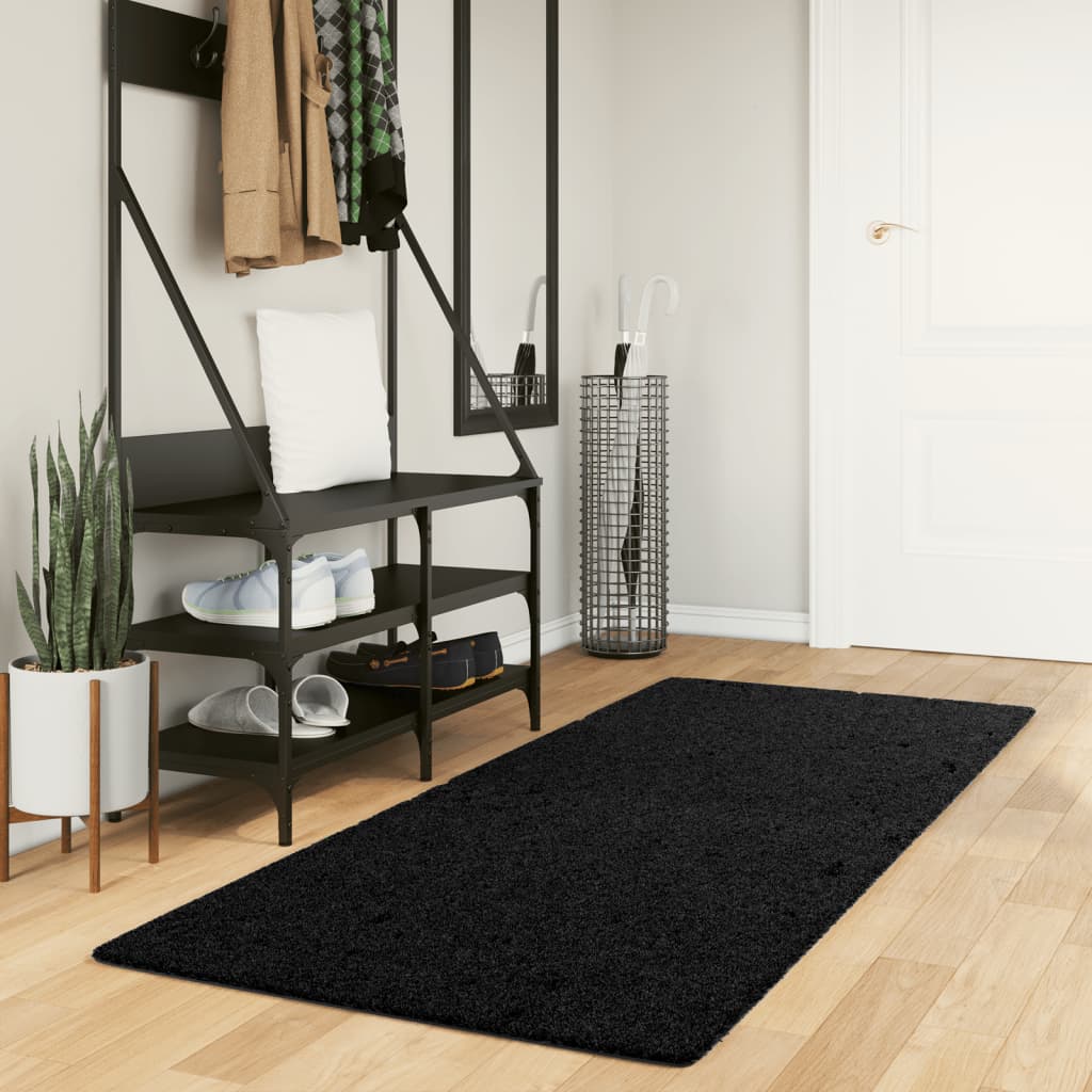 Ryamatta PAMPLONA lång lugg modern svart 80x200 cm