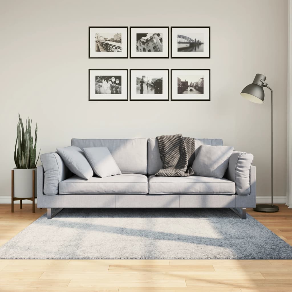 Ryamatta PAMPLONA lång lugg modern blå 160x160 cm