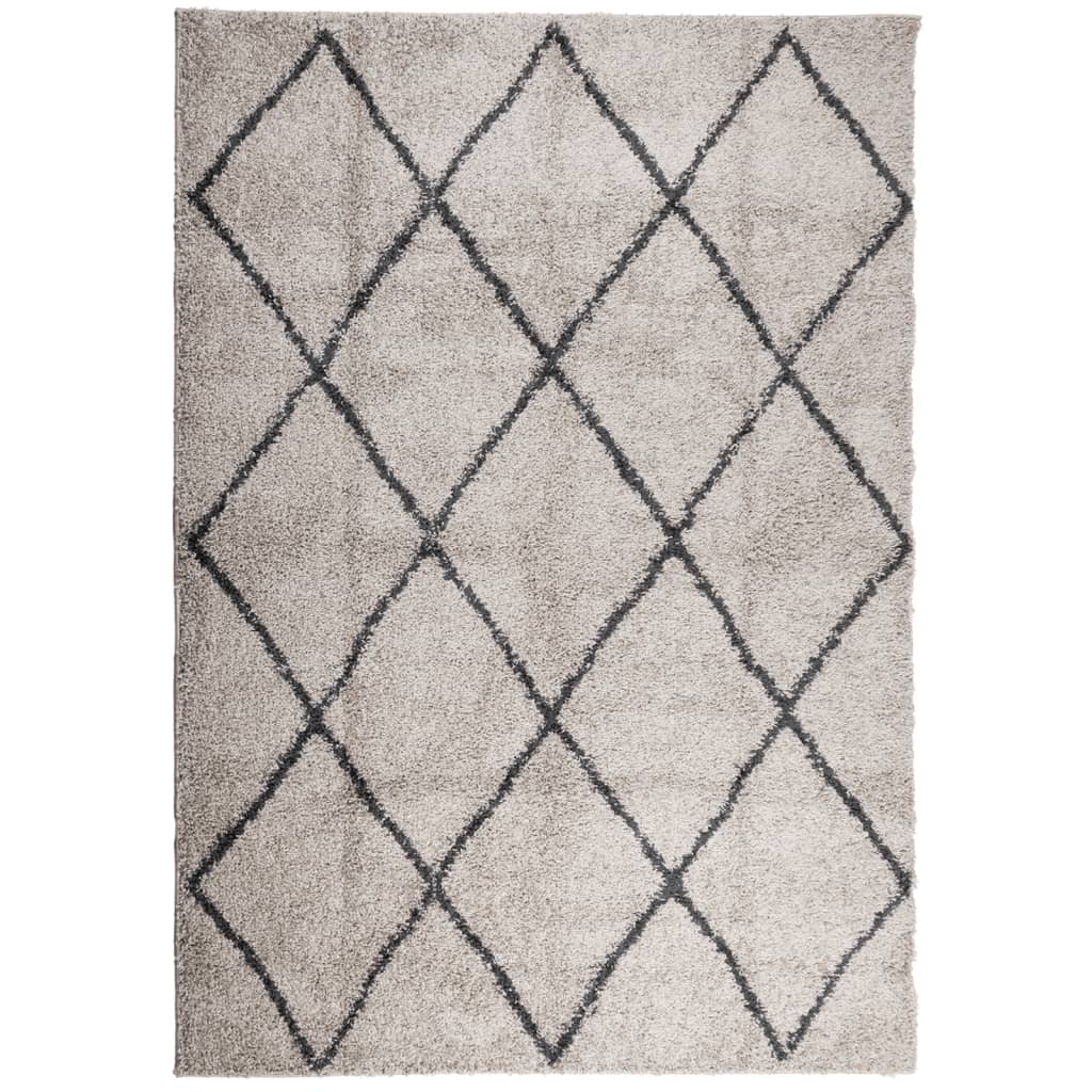 Ryamatta PAMPLONA lång lugg modern beige & antracit 120x170 cm