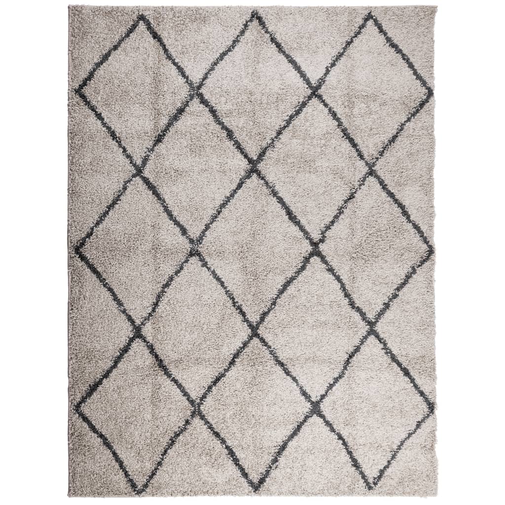 Ryamatta PAMPLONA lång lugg modern beige & antracit 300x400 cm