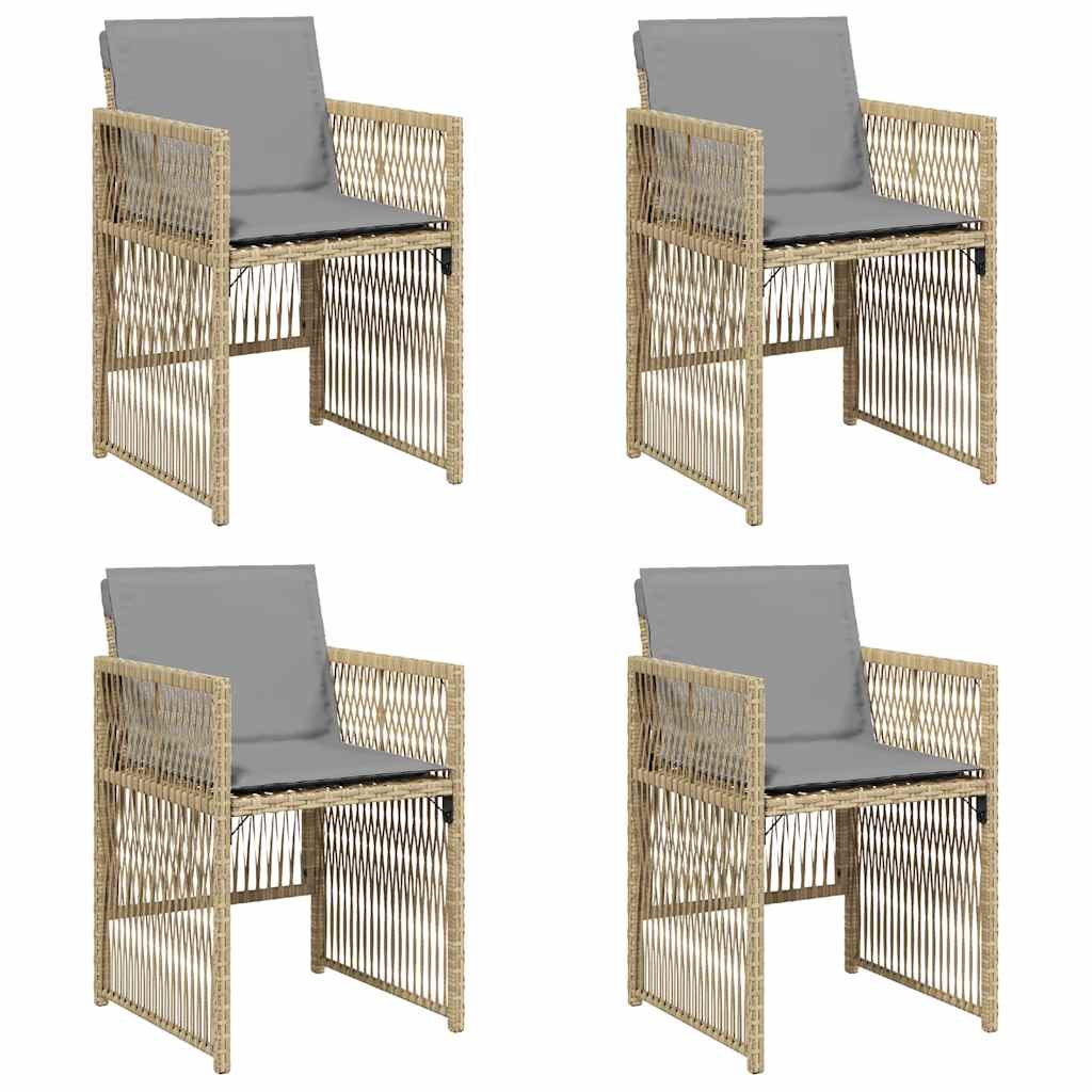 Trädgårdsstolar med dynor 4 st blandad beige konstrotting